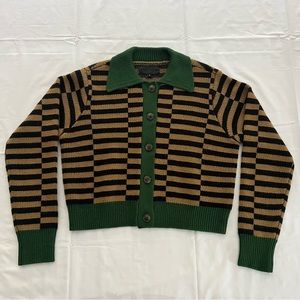 No. 6 striped button up long sleeve sweater
